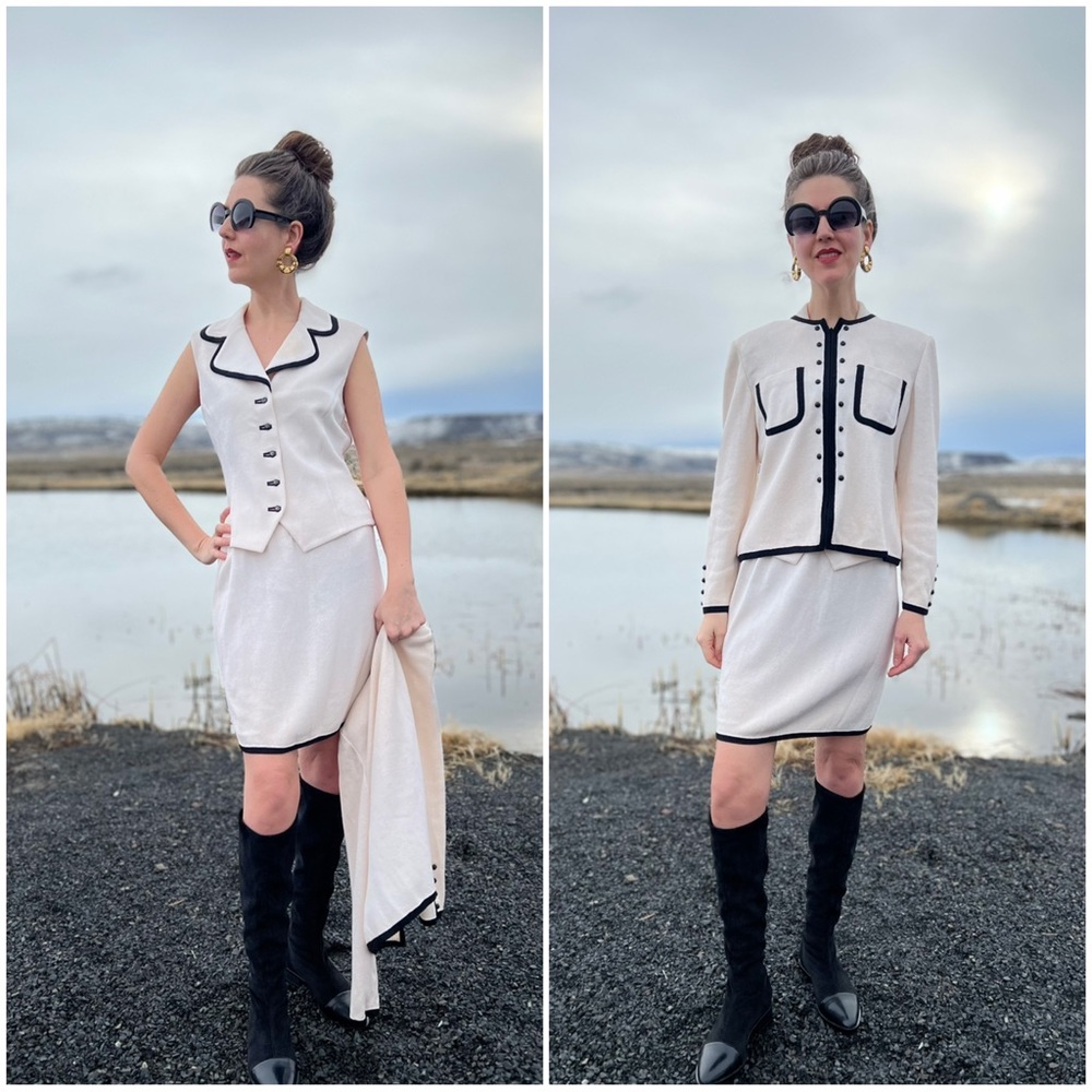 St. John Collection Skirt Suit, 3 Piece Knit Matching Jacket Set